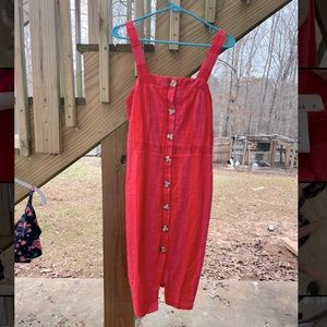 NWT Urban Romantics Linen Blend Button Down Midi Dress